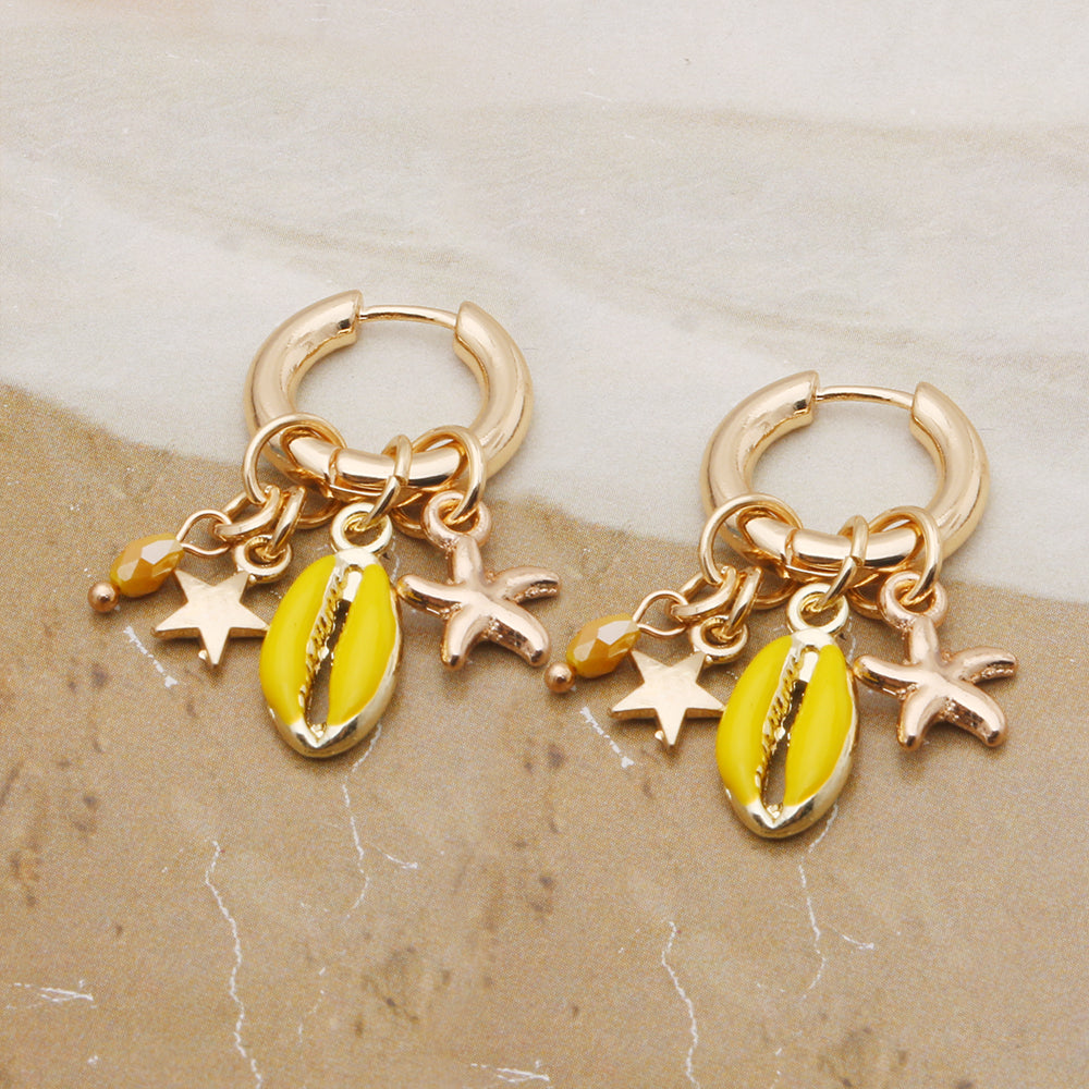 Oorbel Goud – Ster, Zeester & Schelp