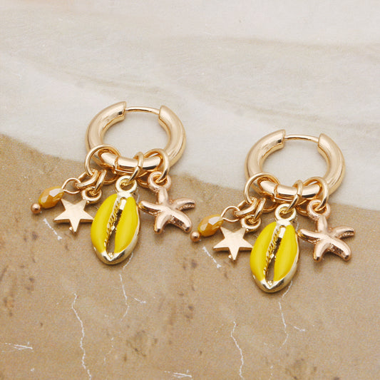 Oorbel Goud – Ster, Zeester & Schelp