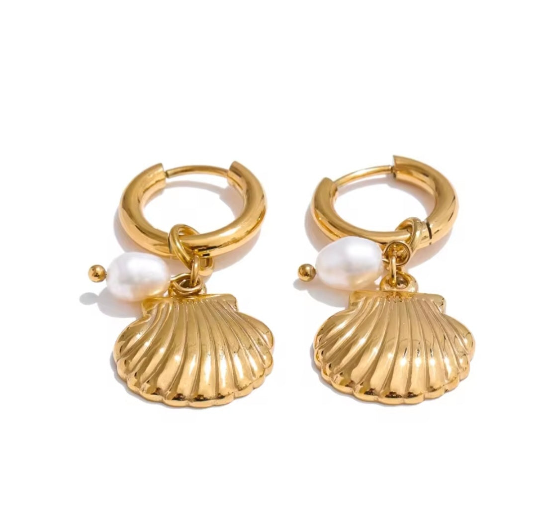 Oorbel Goud – Schelp & Parel