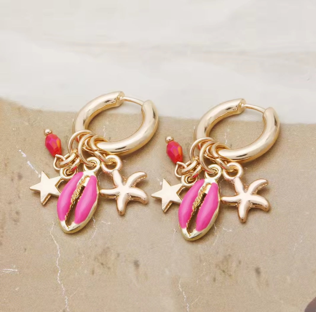 Oorbel Goud – Ster, Zeester & Schelp