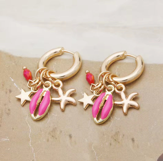 Oorbel Goud – Ster, Zeester & Schelp