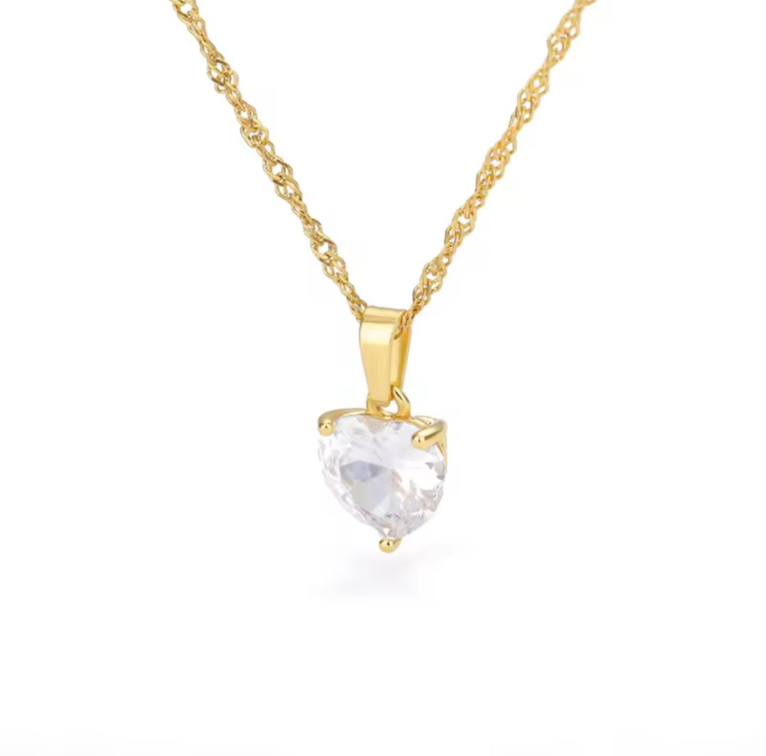 Ketting Goud - Zirkonen Hartje