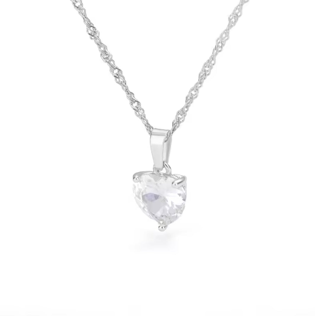 Ketting Zilver - Zirkonen Hartje