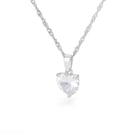 Ketting Zilver - Zirkonen Hartje